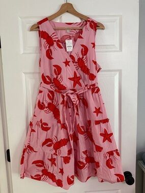 J. Crew Pink Dress with Red Lobster Print